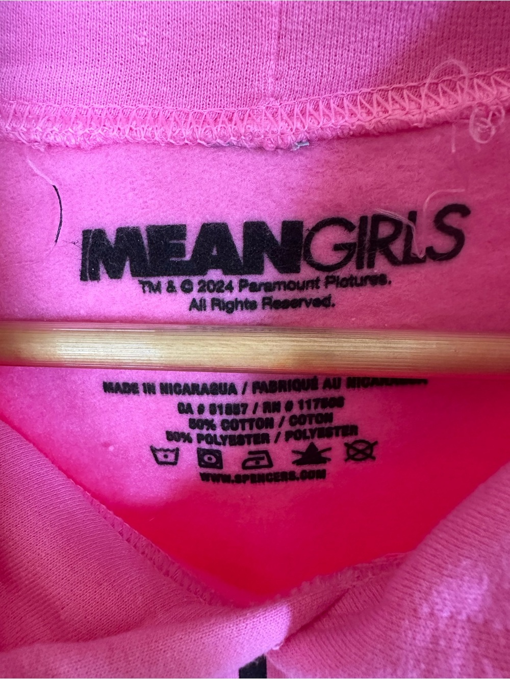 Spencer's Mean Girls “On Wednesdays We Wear Pink” Pink Graphic Hoodie - Picture 6 of 7